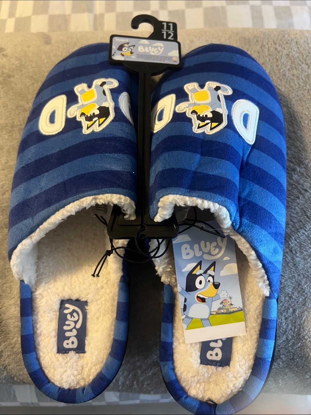 Men’s' Blue Striped Slip-On One-Piece Slippers - Blue